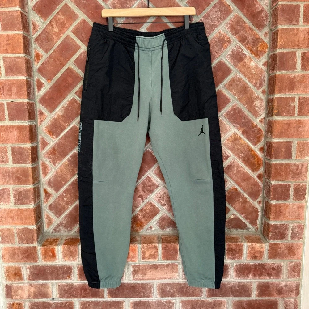 Jordan 23 Engineered Fleece Pants Men Large Green Black Joggers DC9632-387 Thick
